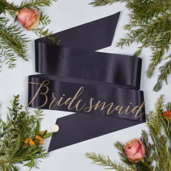 elegant black and gold hen party sash