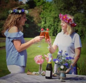 Hens celebrating at floral workshop in Norfolk
