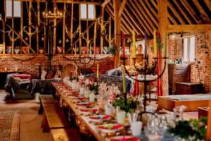 banquet table in hen do house in Suffolk